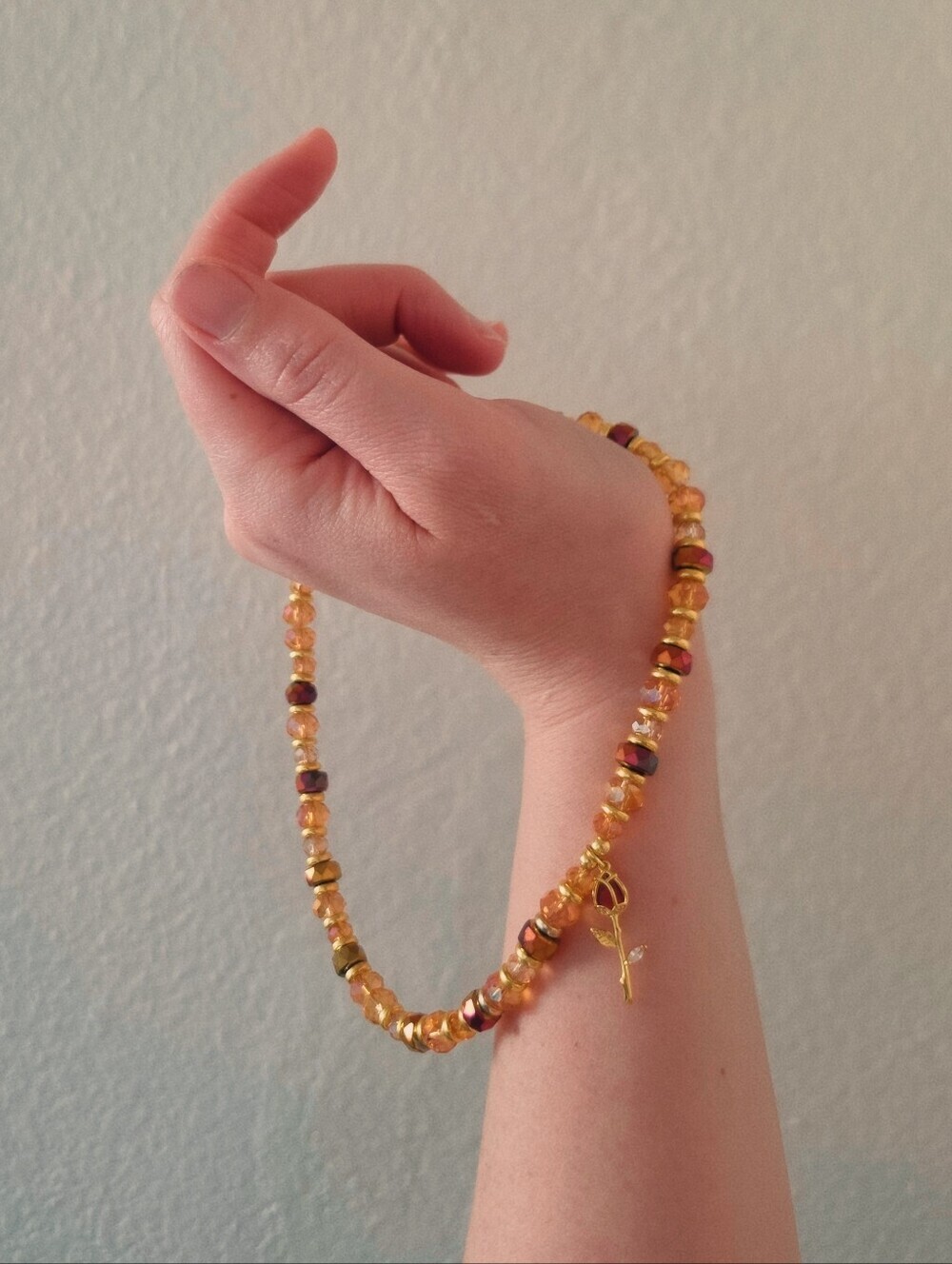 Beaded Rose Pendant Necklace